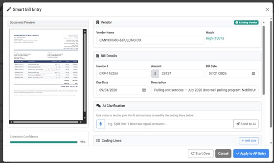 Smart bill entry